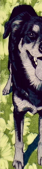 Free dog bookmark featuring a dog on a green background